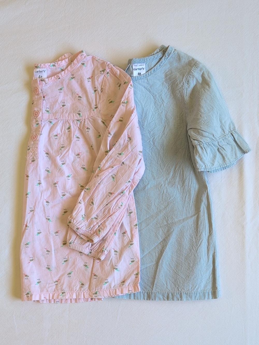 Carter's Toddler Girls Blouse Duo Size 4T 2pc Lot Cotton Bundle VGUC